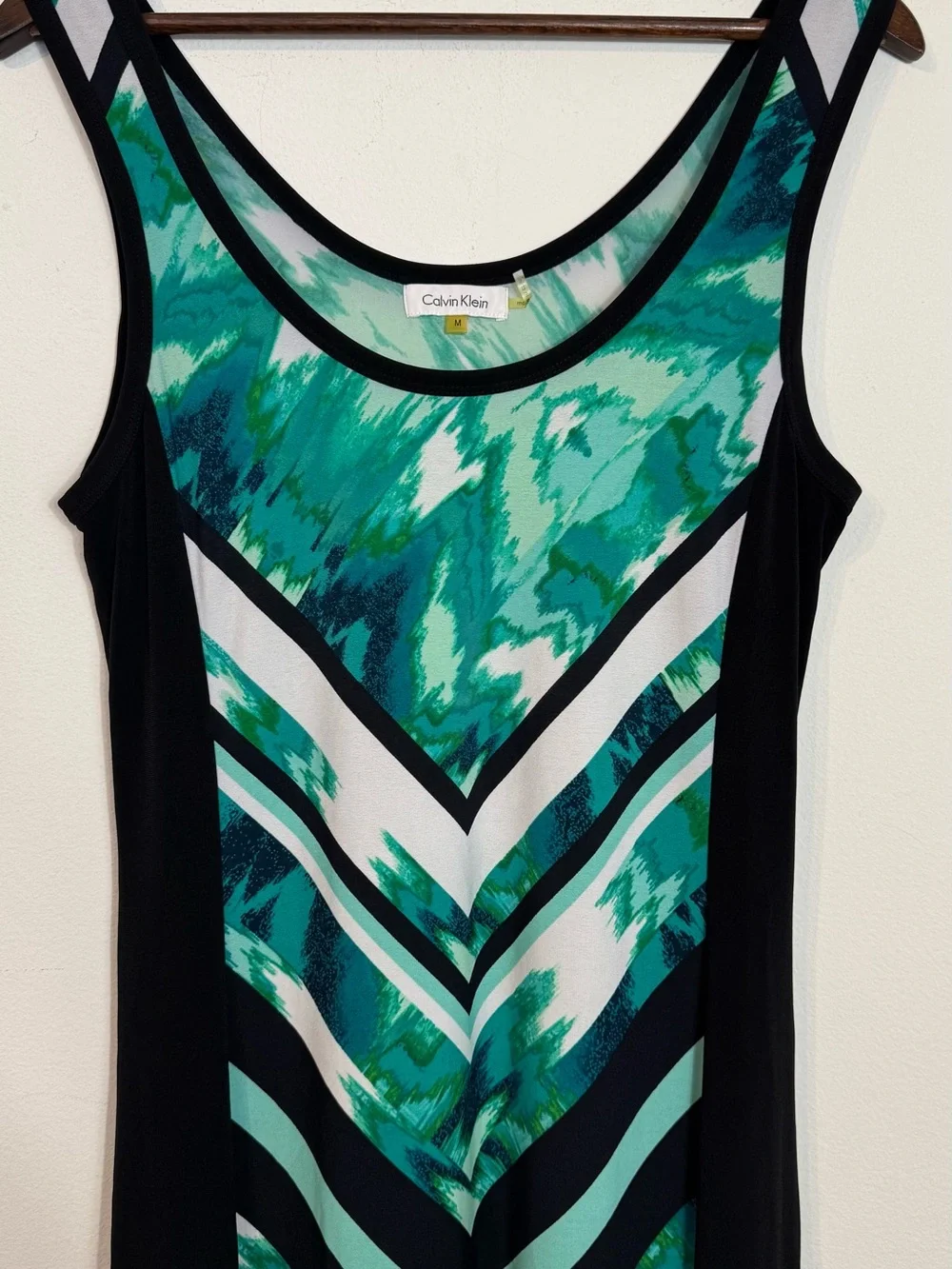 Calvin Klein Green and Black Graphic Maxi Dress